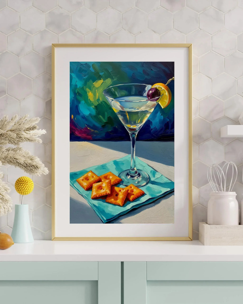 Martini Cocktail Print: Oil Painting Style on Satin Paper - AffinityArts 