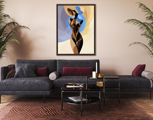 Abstract Woman Canvas Wall Art: Modern Minimalist Floating Frame AffinityArts