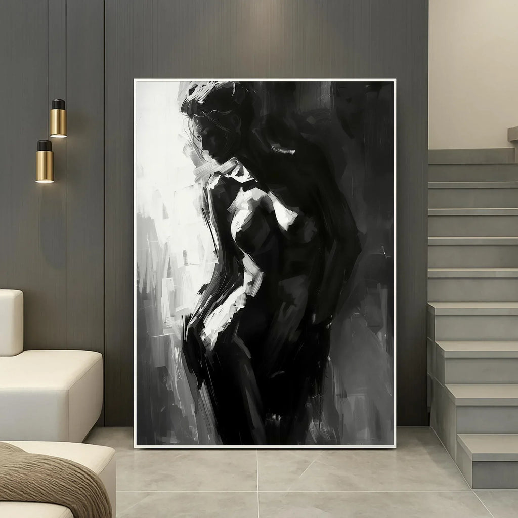 Black and White Woman Art Print, Abstract Silhouette (Digital Download Option) - AffinityArts 