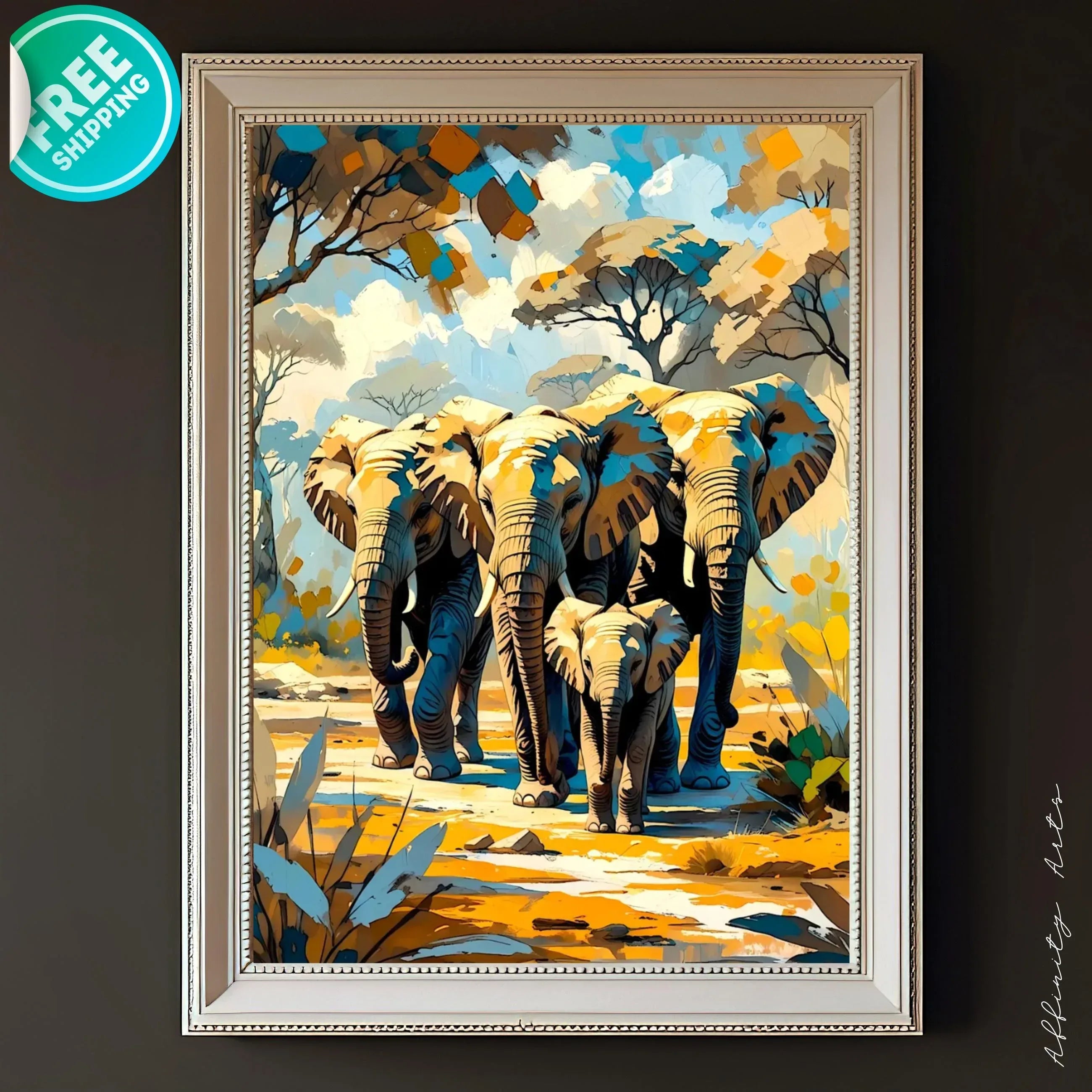 Elephant Family Canvas Print: African Safari Wall Art - AffinityArts 