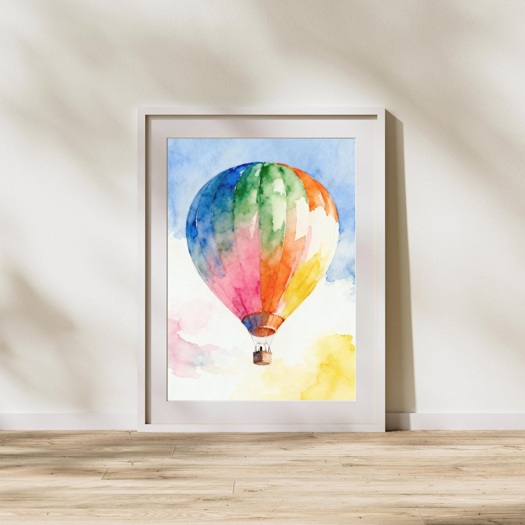 Watercolor Hot Air Balloon Print: Rainbow Nursery Wall Art AffinityArts