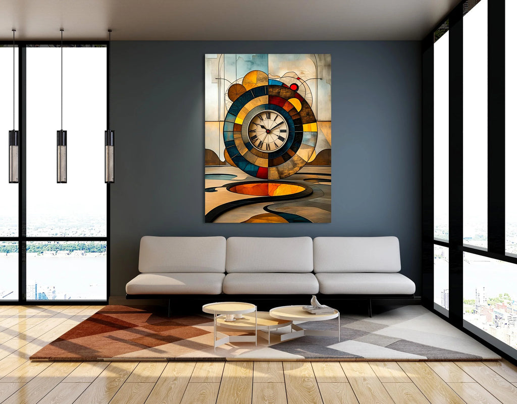 Abstract Wall Clock Art Print: Geometric Surrealist Decor, Modern Minimalist Artwork - AffinityArts 