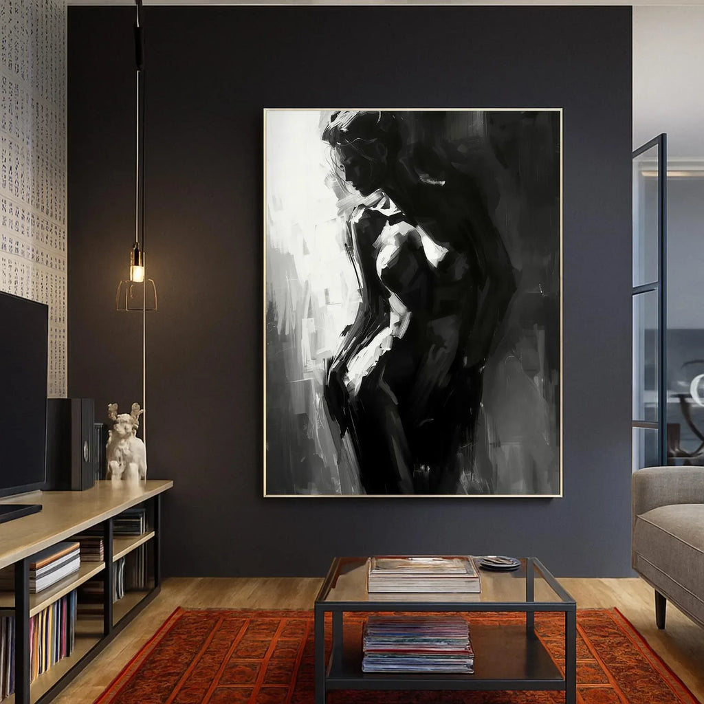 Black and White Woman Art Print, Abstract Silhouette (Digital Download Option) - AffinityArts 