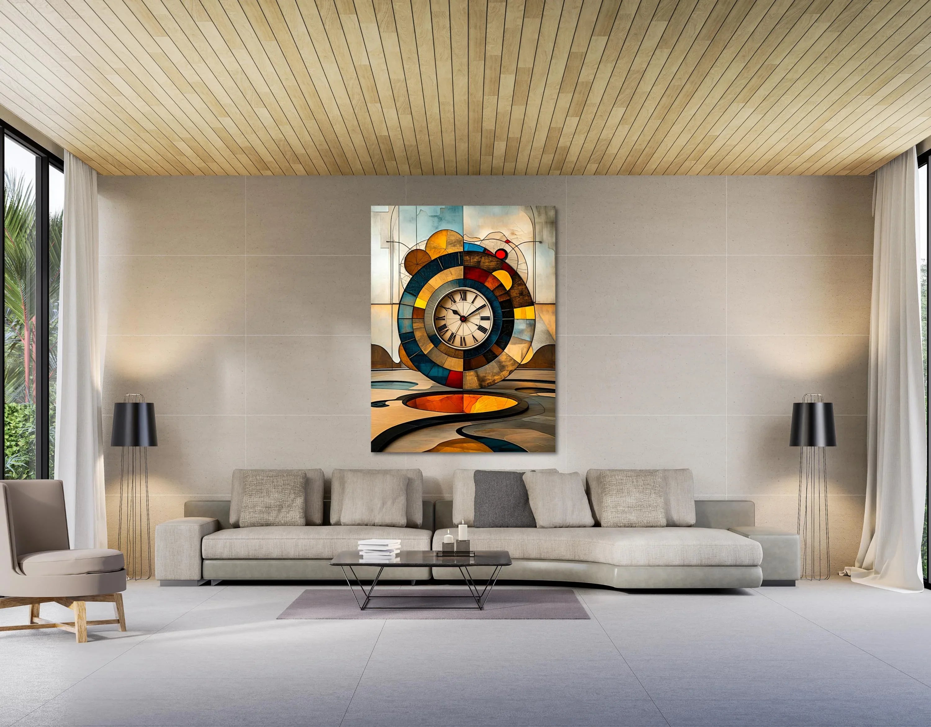 Abstract Wall Clock Art Print: Geometric Surrealist Decor, Modern Minimalist Artwork - AffinityArts 