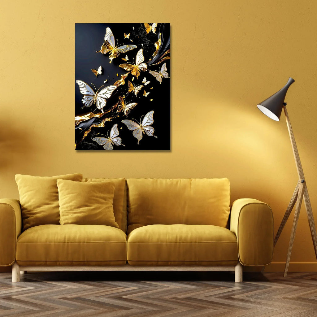 Gold Butterfly Canvas Wall Art: Elegant Modern Home Decor - AffinityArts 