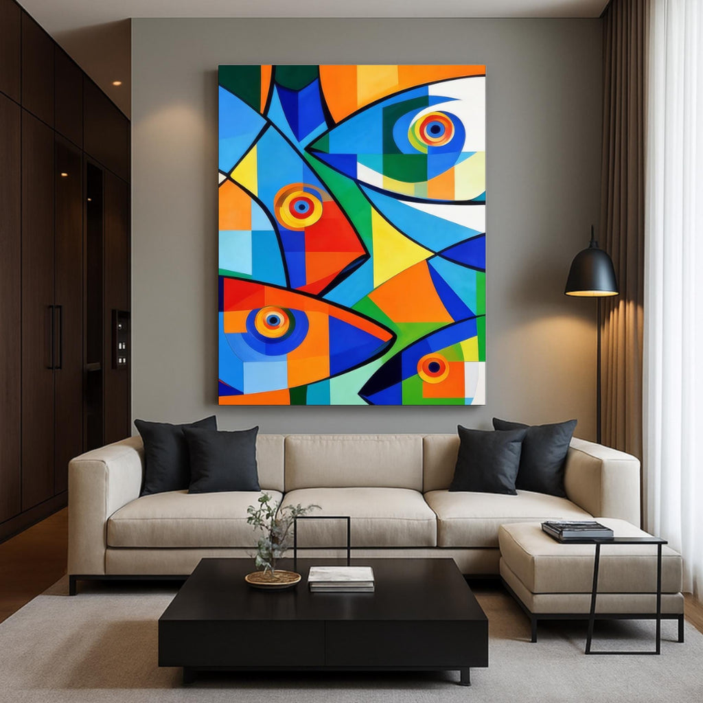 Cubist Fish Art Print, Colorful Geometric Ocean Poster or Canvas (Digital File Available) AffinityArts