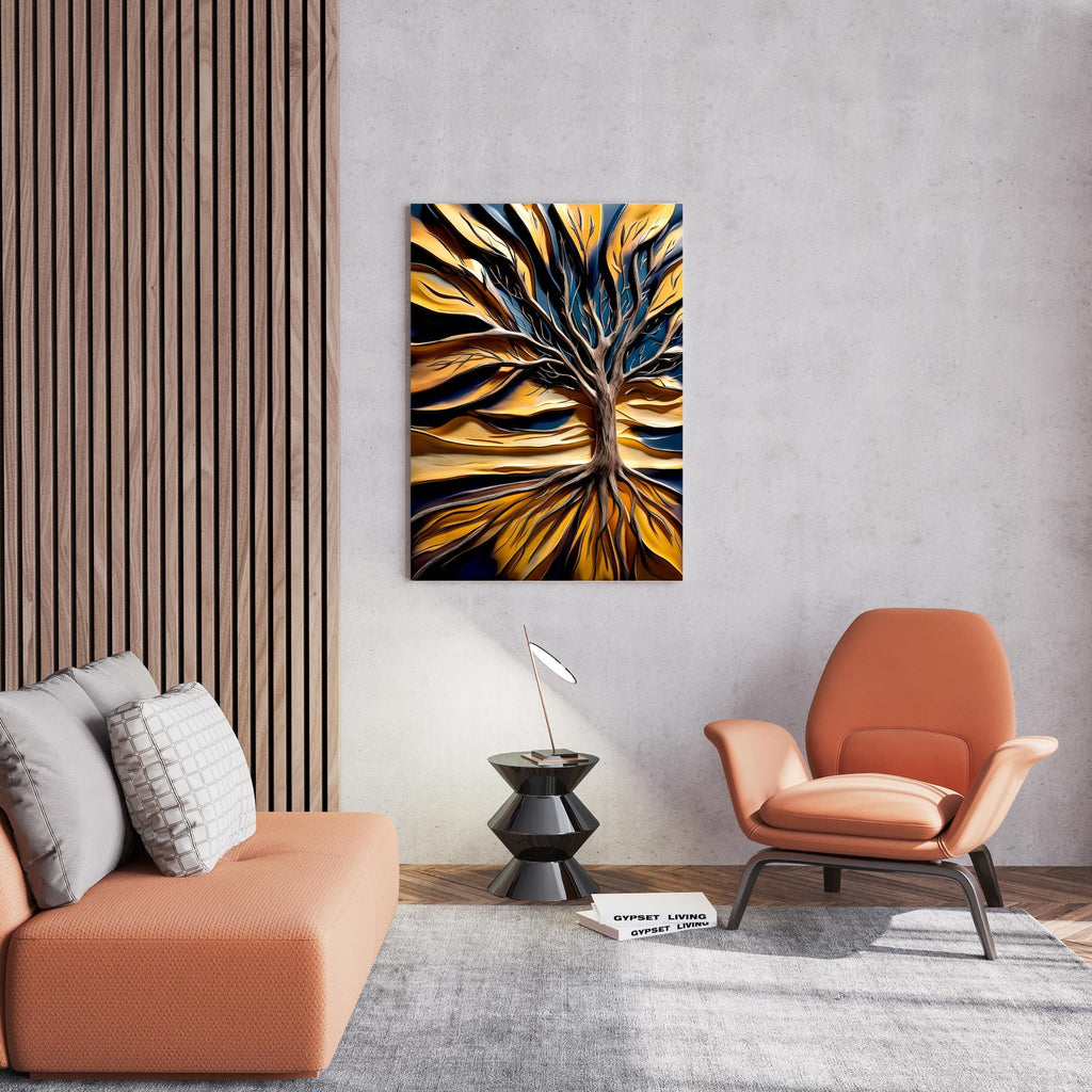 Tree of Life Canvas Art: Abstract Golden Leaves, Modern Nature Print AffinityArts