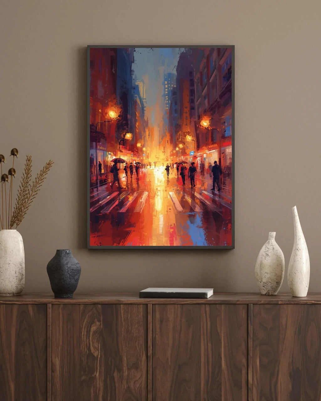 Rainy City Poster – Abstract Urban Wall Art Print, Modern Cityscape Decor - AffinityArts 