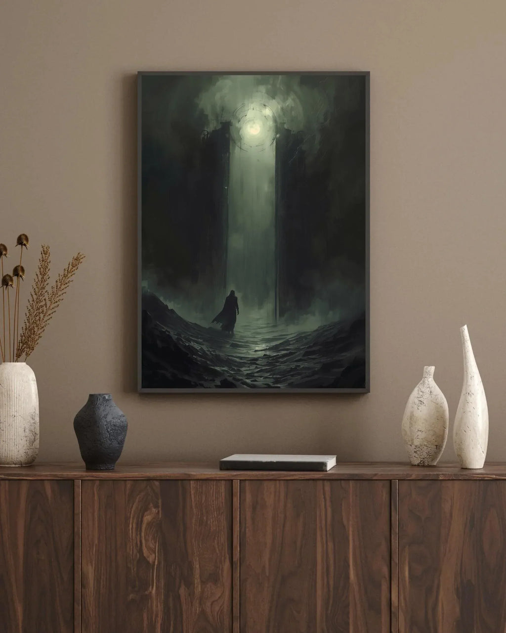 Dark Fantasy Art Print, Gates from Darkness to Light, Satin Paper - AffinityArts 