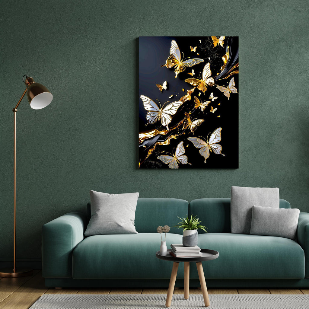Gold Butterfly Canvas Wall Art: Elegant Modern Home Decor - AffinityArts 