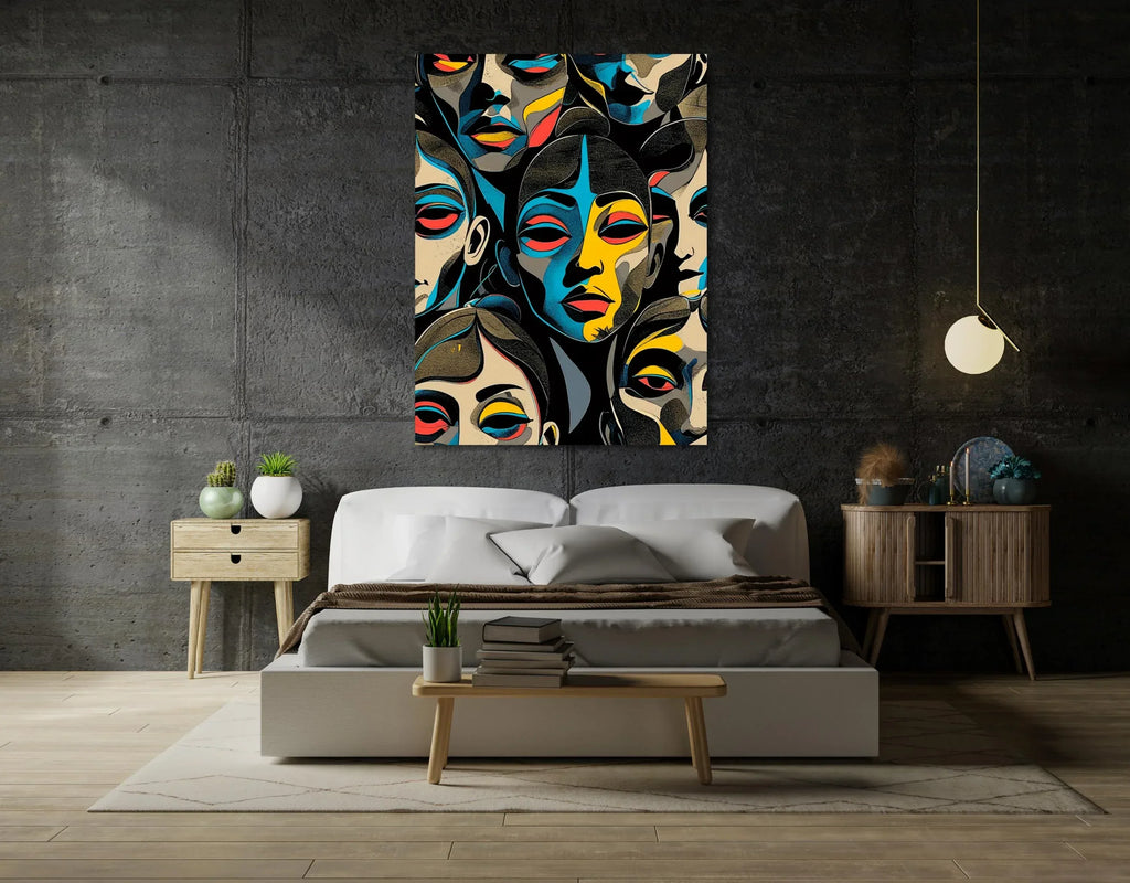 Abstract Colorful Face Art: Modern Pop Art Canvas Print - AffinityArts 