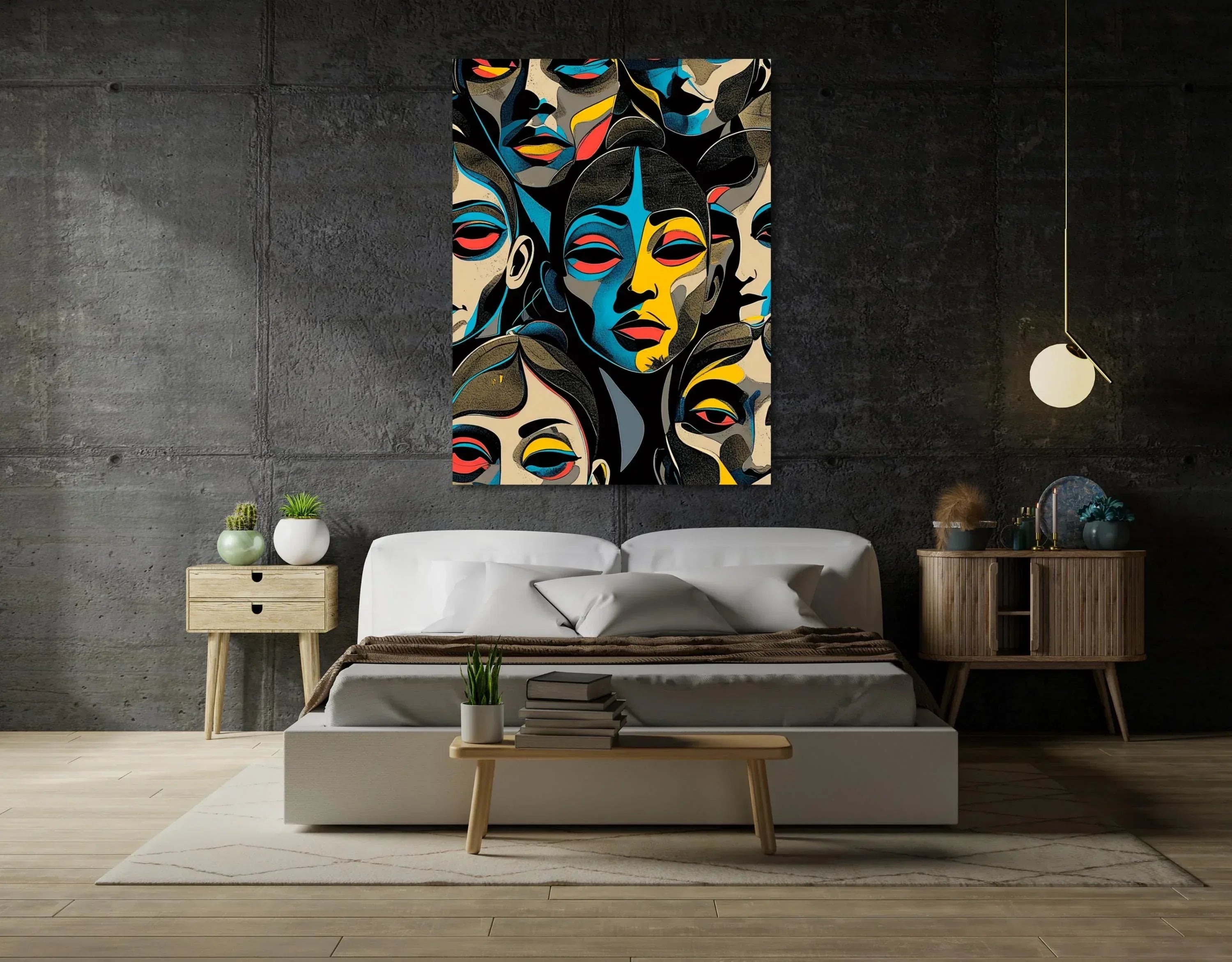 Abstract Colorful Face Art: Modern Pop Art Canvas Print - AffinityArts 