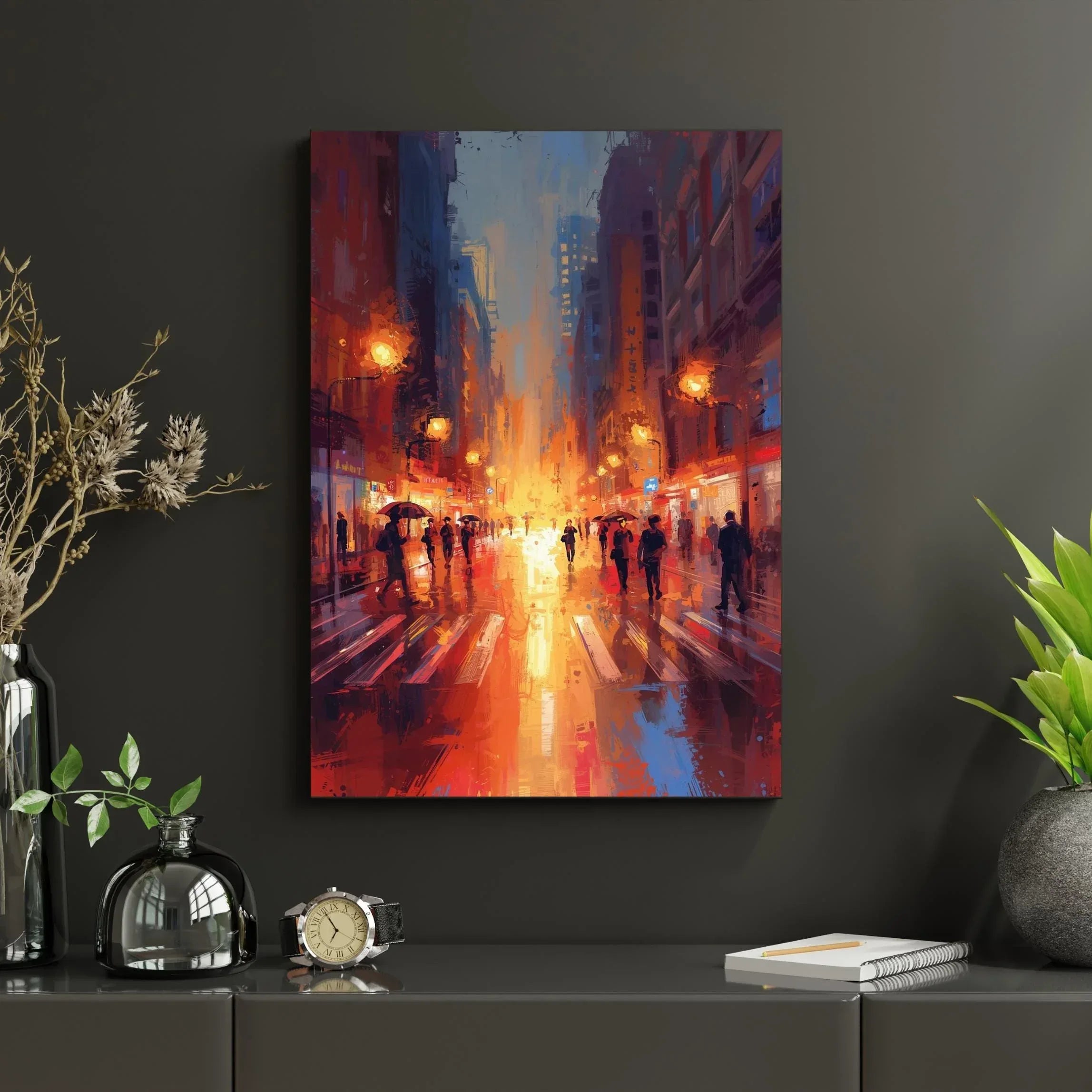 Rainy City Poster – Abstract Urban Wall Art Print, Modern Cityscape Decor - AffinityArts 