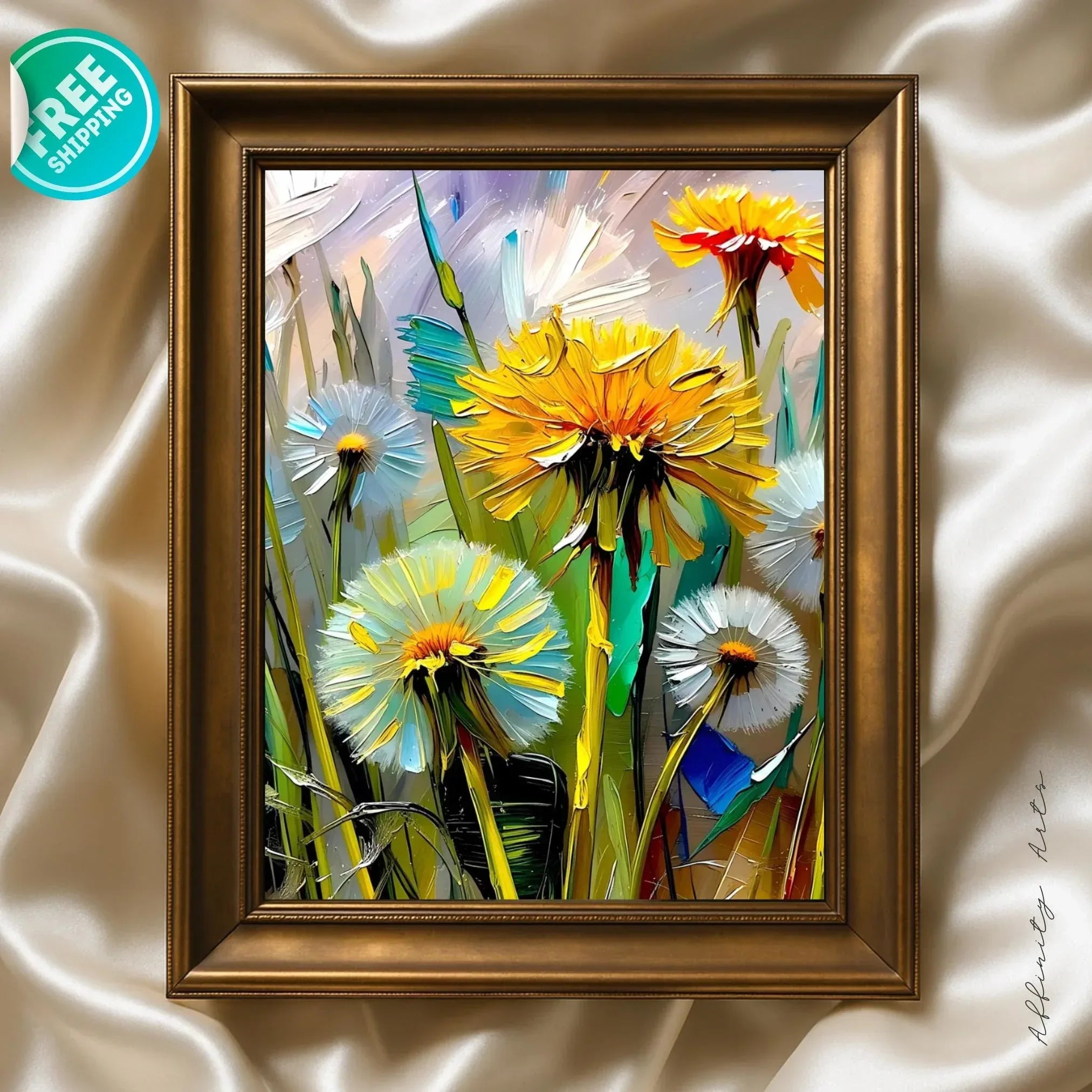 Dandelion Canvas Wall Art – Colorful Wildflower Painting, Abstract Nature Decor, Bright Floral Print - AffinityArts 