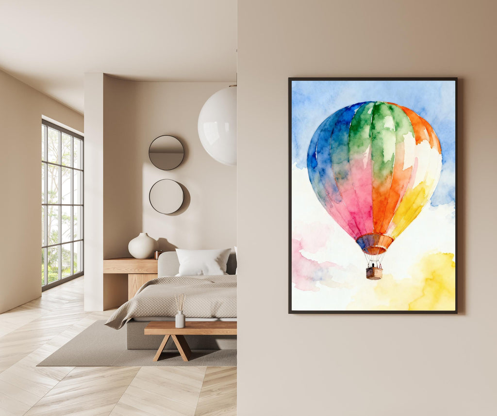 Watercolor Hot Air Balloon Print: Rainbow Nursery Wall Art AffinityArts