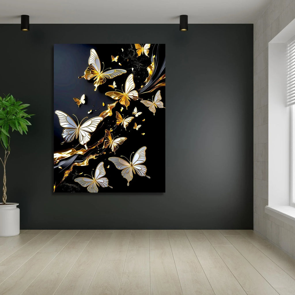 Gold Butterfly Canvas Wall Art: Elegant Modern Home Decor - AffinityArts 