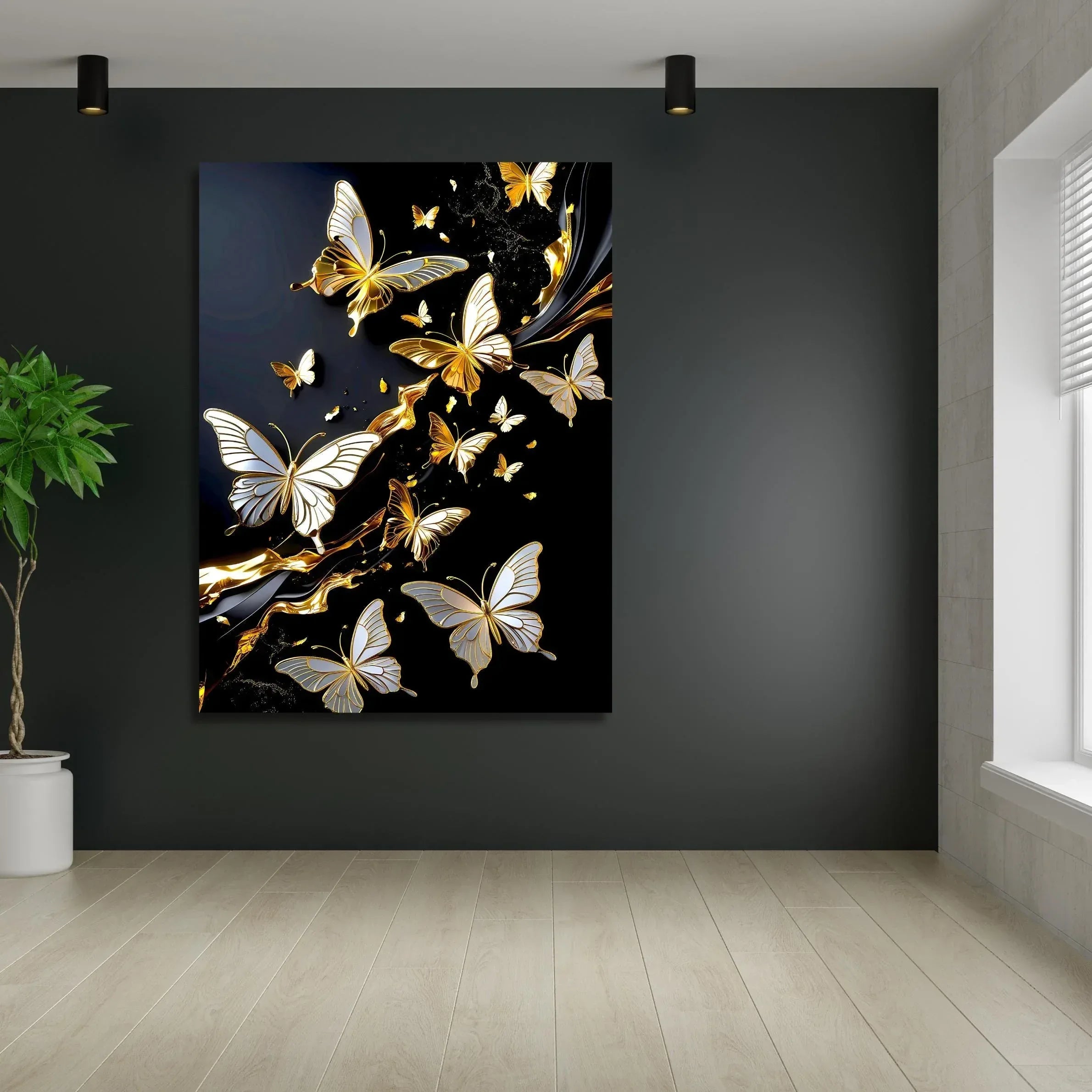 Gold Butterfly Canvas Wall Art: Elegant Modern Home Decor - AffinityArts 