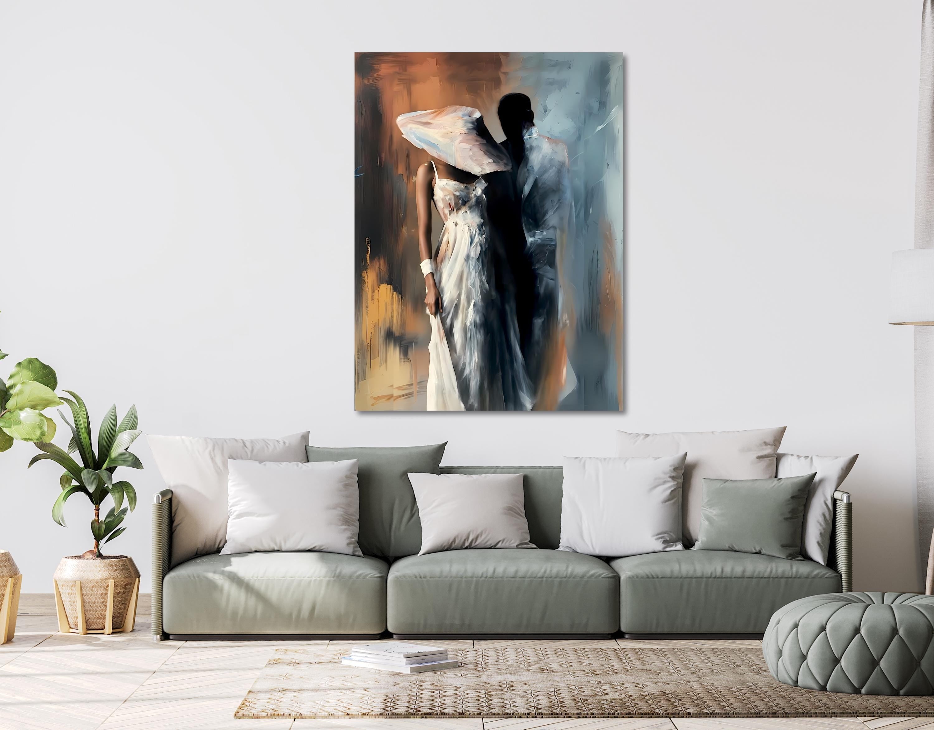 Abstract Couple Canvas Art: Romantic Bedroom Wall Decor AffinityArts