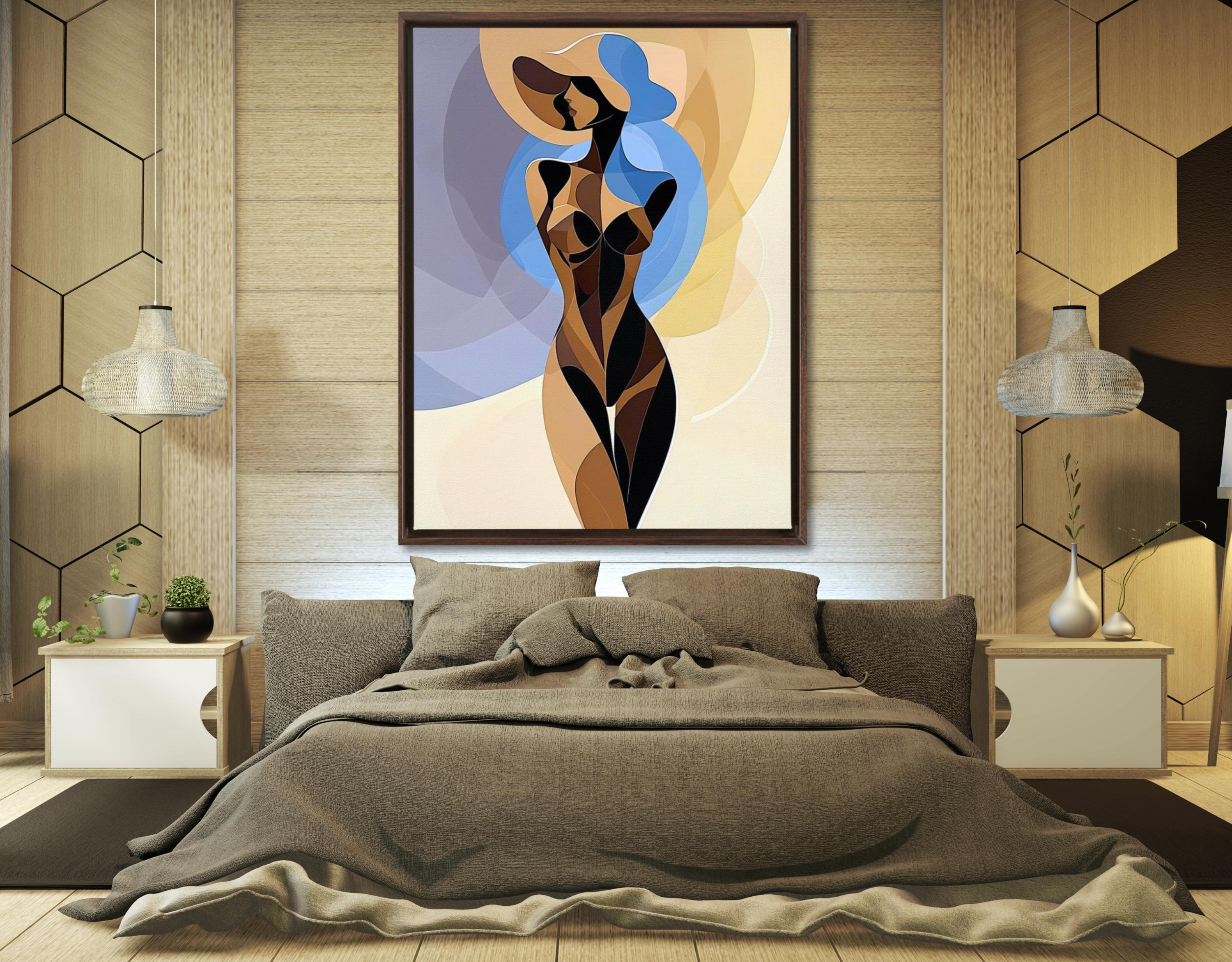 Abstract Woman Canvas Wall Art: Modern Minimalist Floating Frame AffinityArts