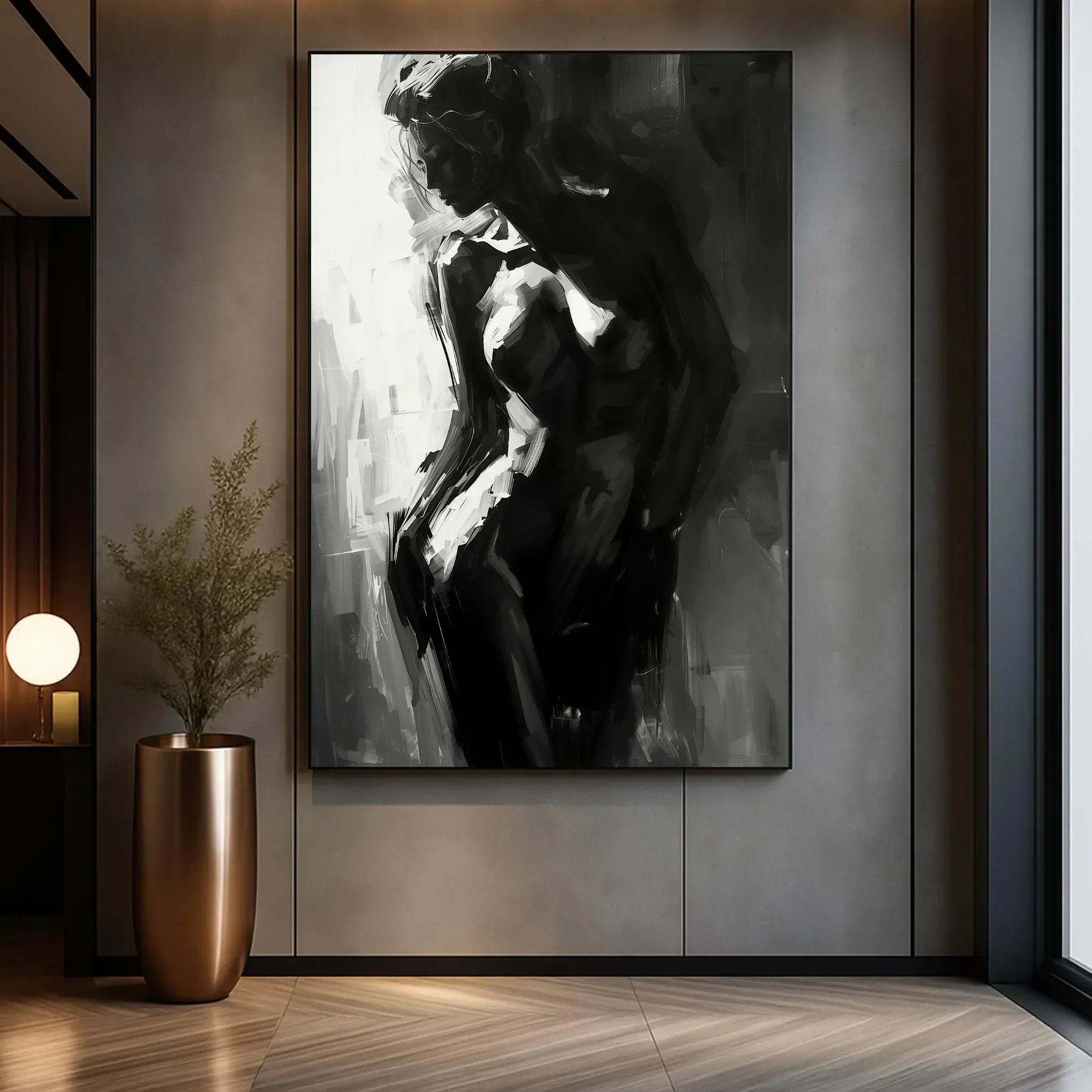Black and White Woman Art Print, Abstract Silhouette (Digital Download Option) - AffinityArts 