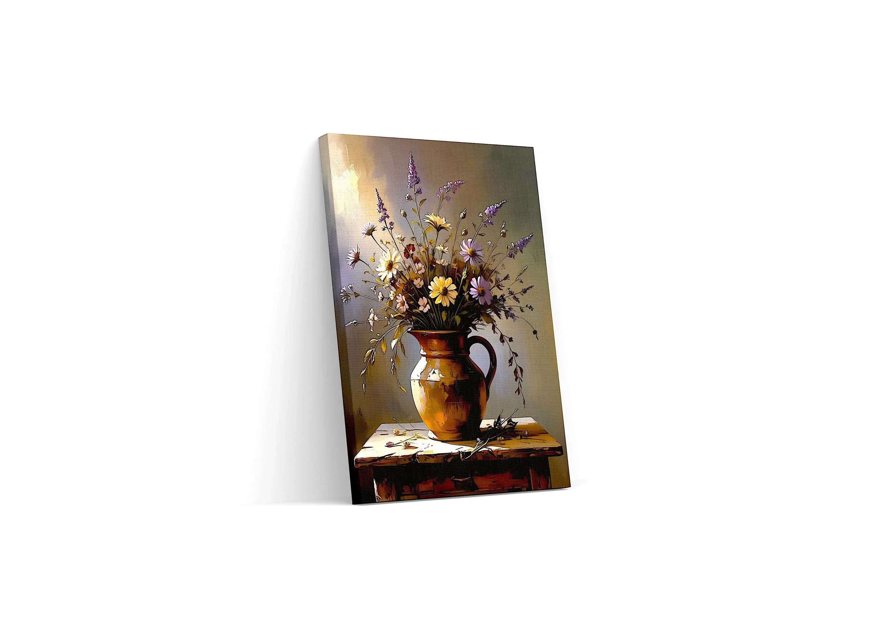 Rustic Floral Canvas Wall Art Set: Vintage Still Life Flower Bouquet - AffinityArts 