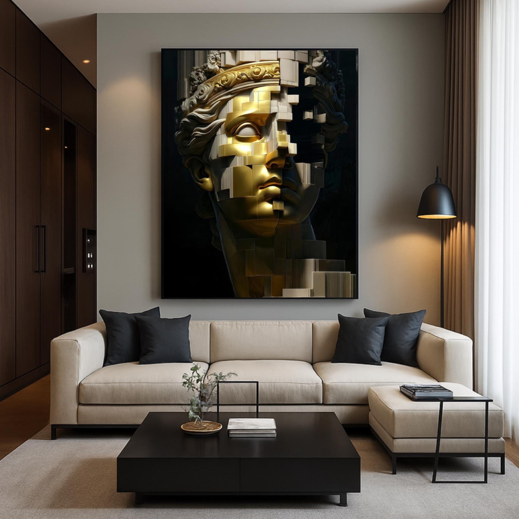 Gold Cubist Goddess Wall Art Poster, Marble Statue Abstract Print, Classical Sculpture Modern Art, Premium Paper AffinityArts