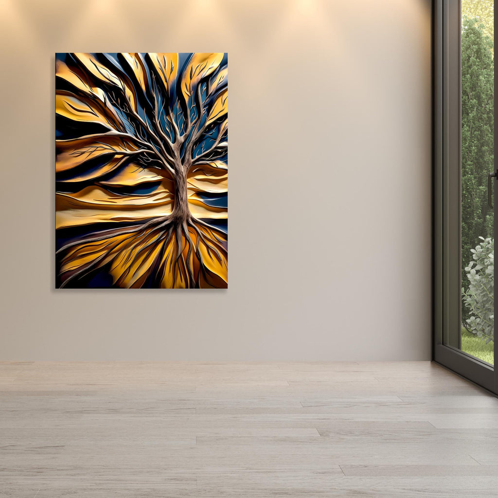 Tree of Life Canvas Art: Abstract Golden Leaves, Modern Nature Print AffinityArts