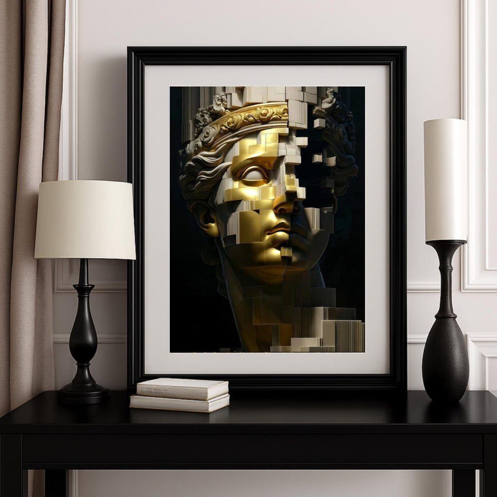 Gold Cubist Goddess Wall Art Poster, Marble Statue Abstract Print, Classical Sculpture Modern Art, Premium Paper AffinityArts