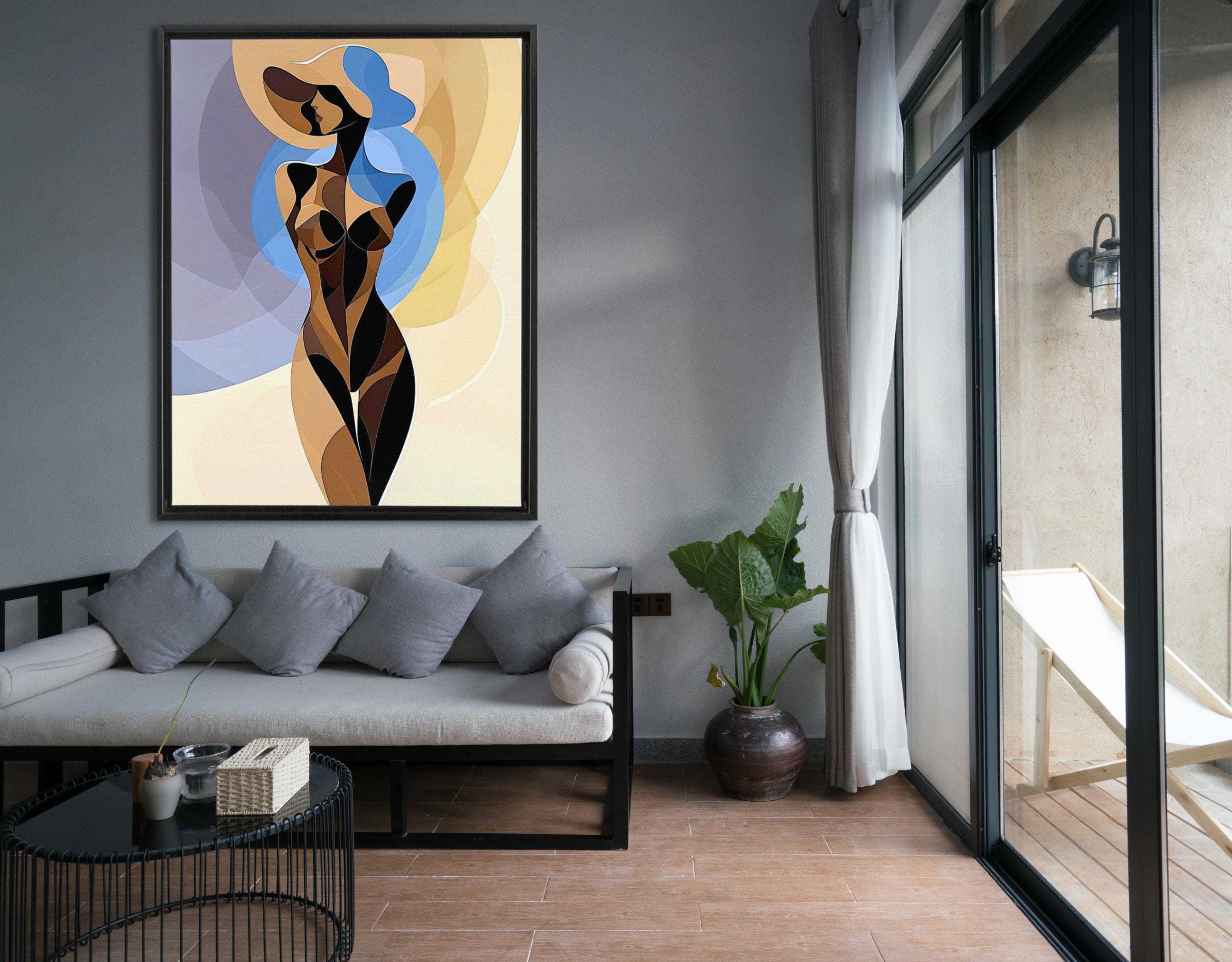 Abstract Woman Canvas Wall Art: Modern Minimalist Floating Frame AffinityArts