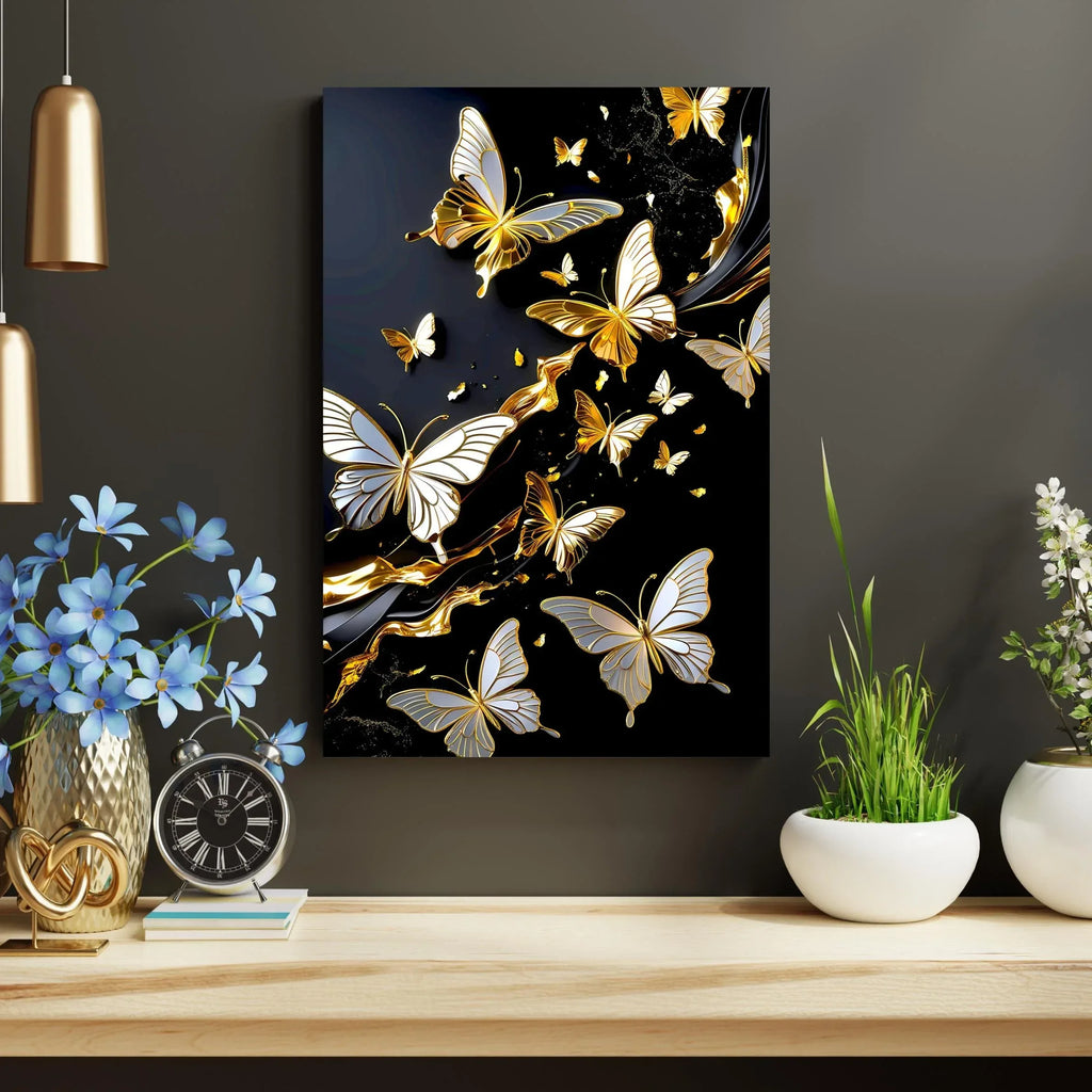 Gold Butterfly Canvas Wall Art: Elegant Modern Home Decor - AffinityArts 