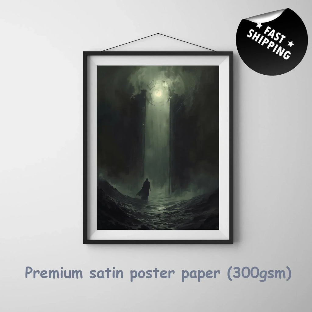 Dark Fantasy Art Print, Gates from Darkness to Light, Satin Paper - AffinityArts 