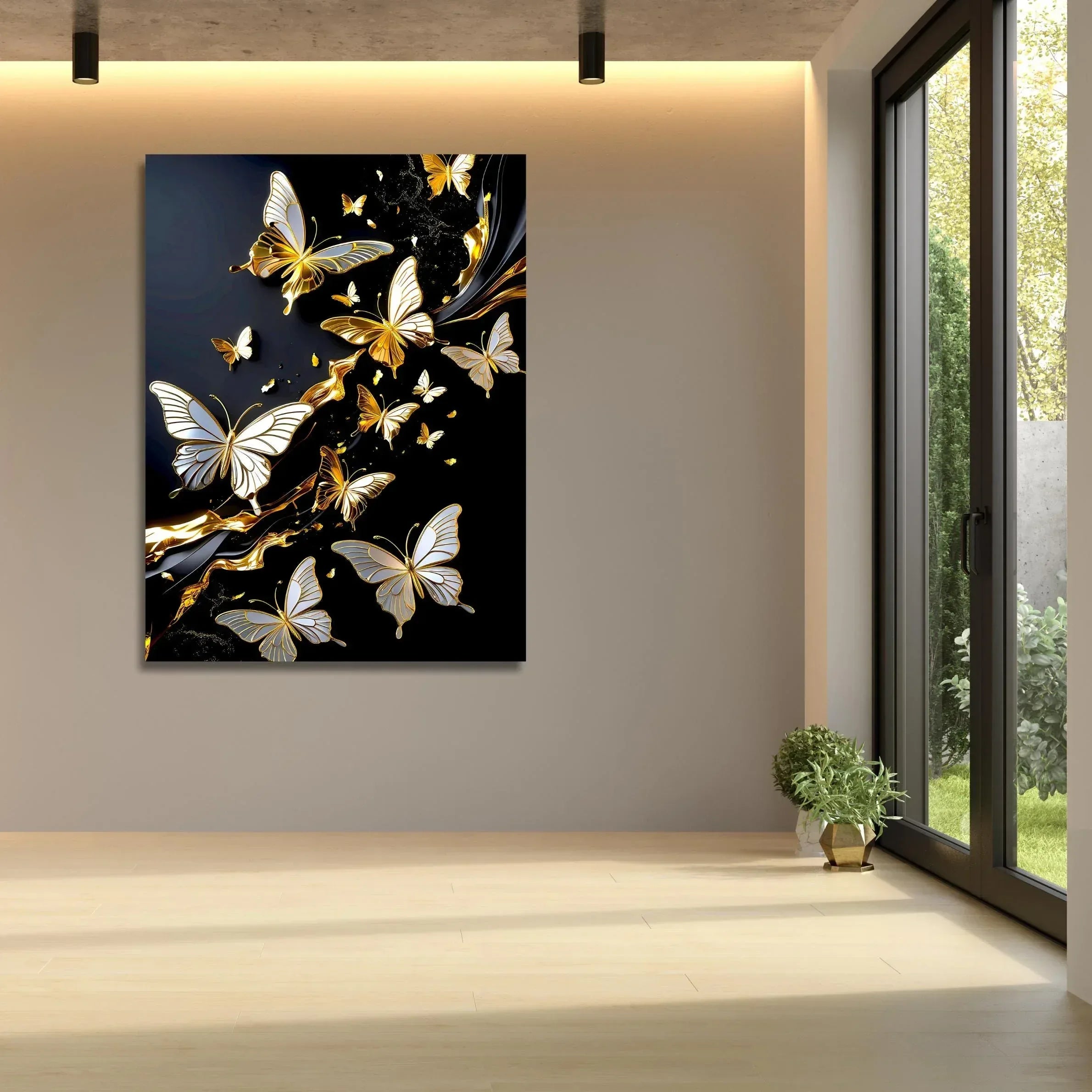 Gold Butterfly Canvas Wall Art: Elegant Modern Home Decor - AffinityArts 