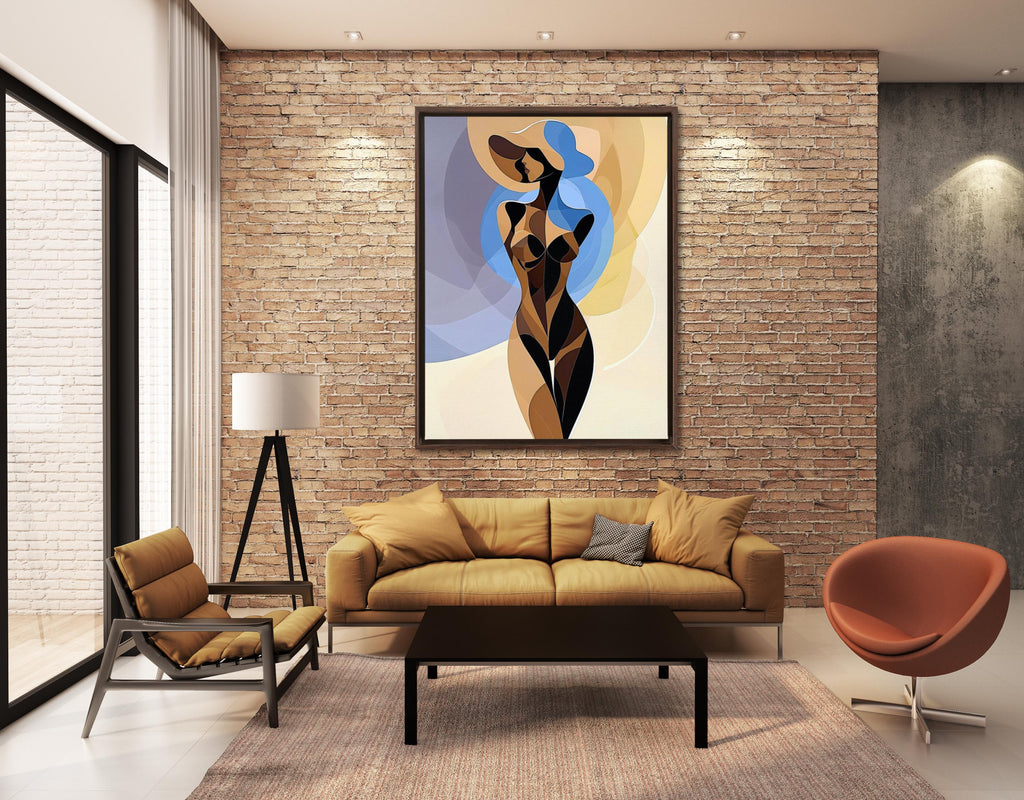 Abstract Woman Canvas Wall Art: Modern Minimalist Floating Frame AffinityArts