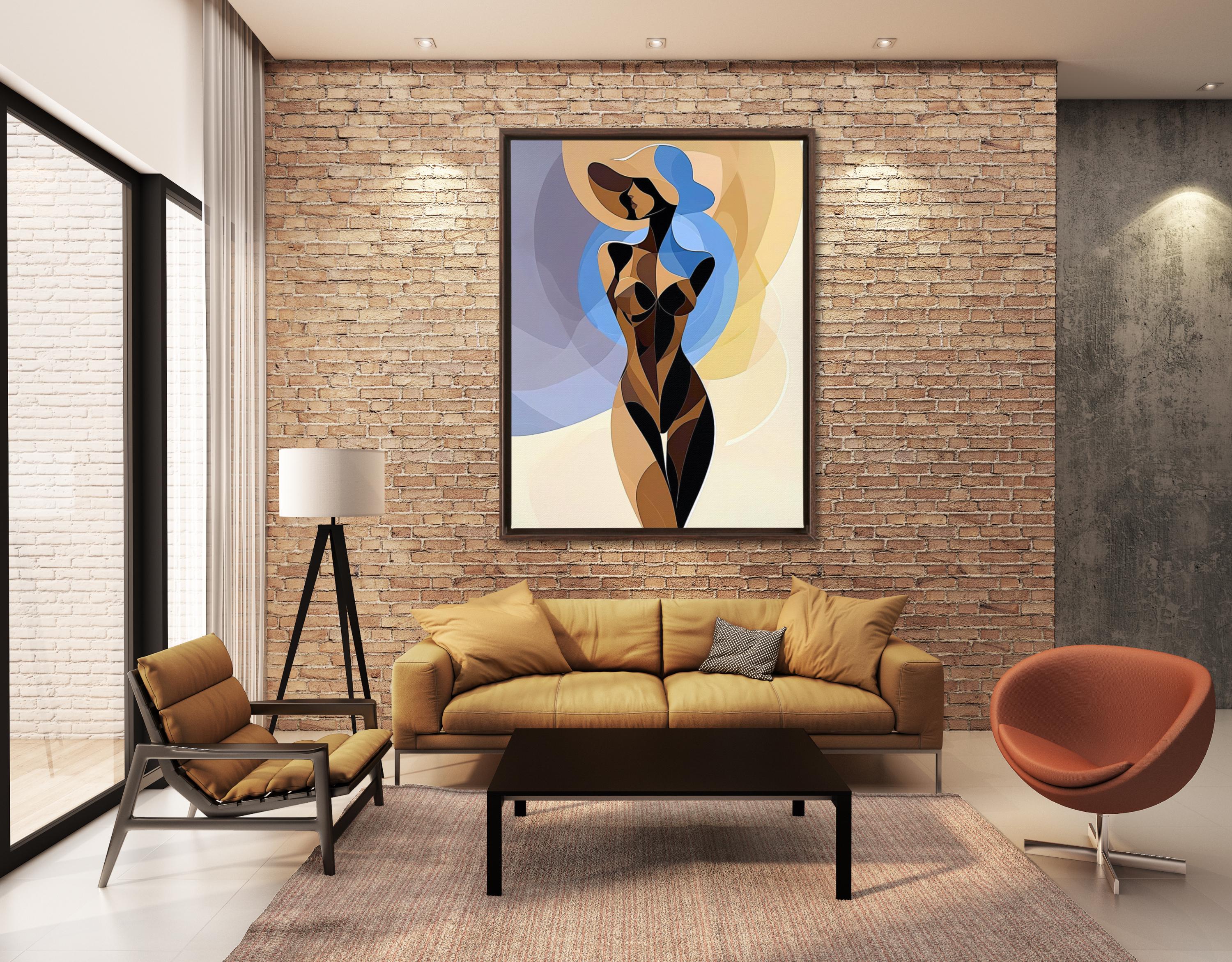 Abstract Woman Canvas Wall Art: Modern Minimalist Floating Frame AffinityArts