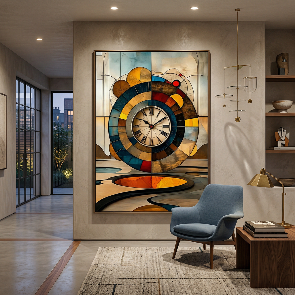 Abstract Wall Clock Art Print: Geometric Surrealist Decor, Modern Minimalist Artwork AffinityArts