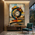 Abstract Wall Clock Art Print: Geometric Surrealist Decor, Modern Minimalist Artwork