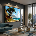 Coastal Landscape Canvas Print – Seascape Wall Art with Sailboats & Tree – Ocean Shoreline Decor AffinityArts