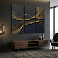 Gold Line Abstract Triptych Canvas Art: Modern Black and Gold Wall Decor AffinityArts