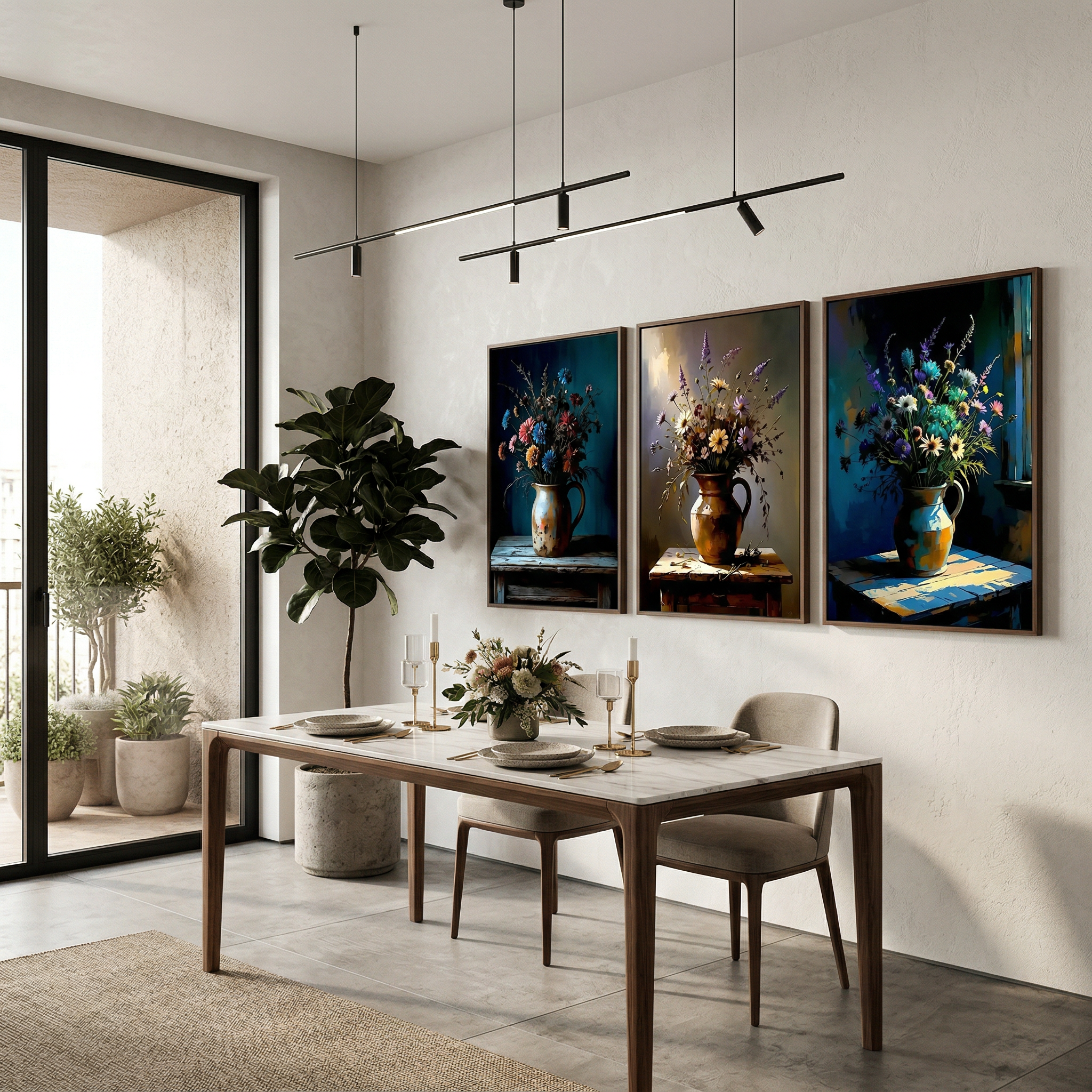 Rustic Floral Canvas Wall Art Set: Vintage Still Life Flower Bouquet AffinityArts