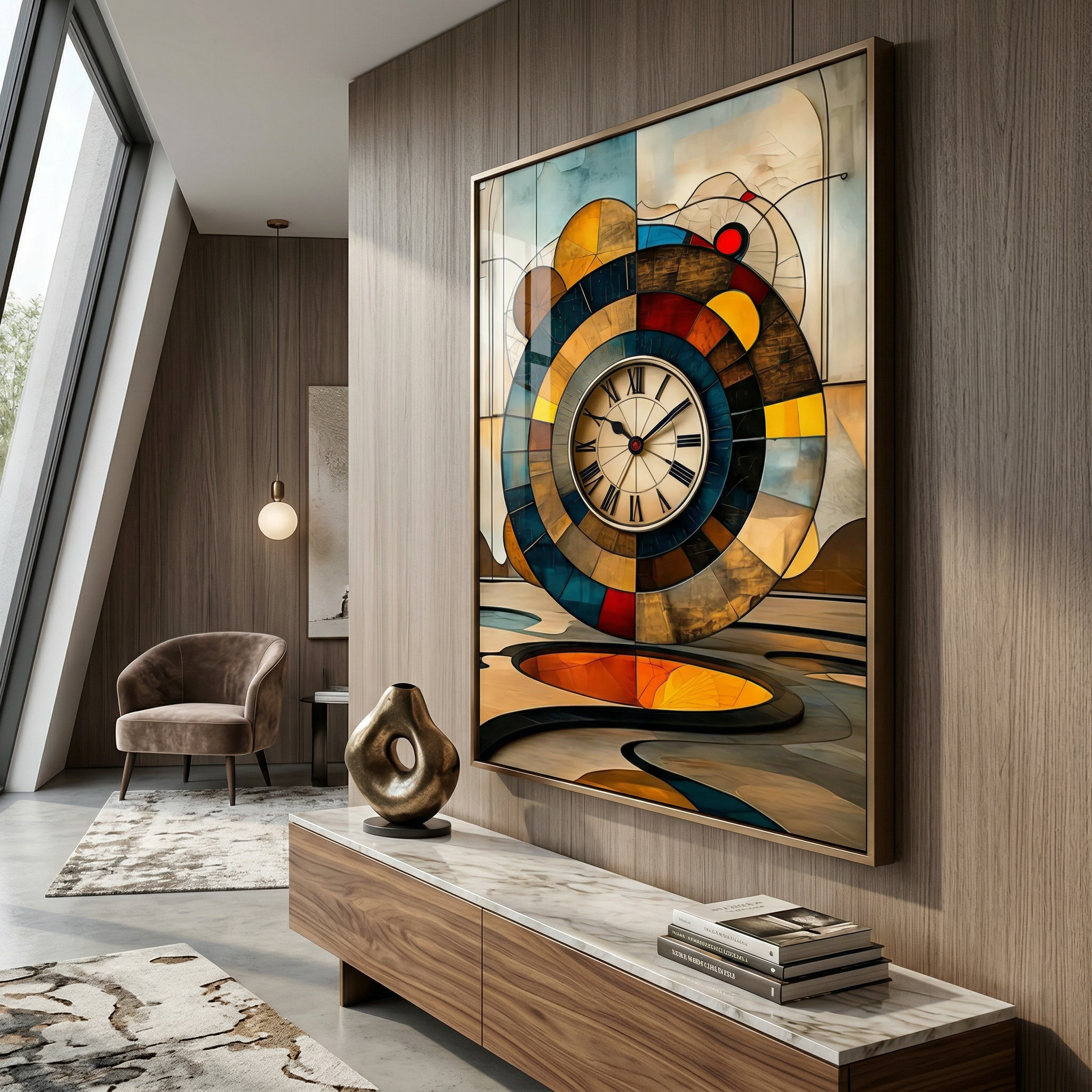 Abstract Wall Clock Art Print: Geometric Surrealist Decor, Modern Minimalist Artwork AffinityArts