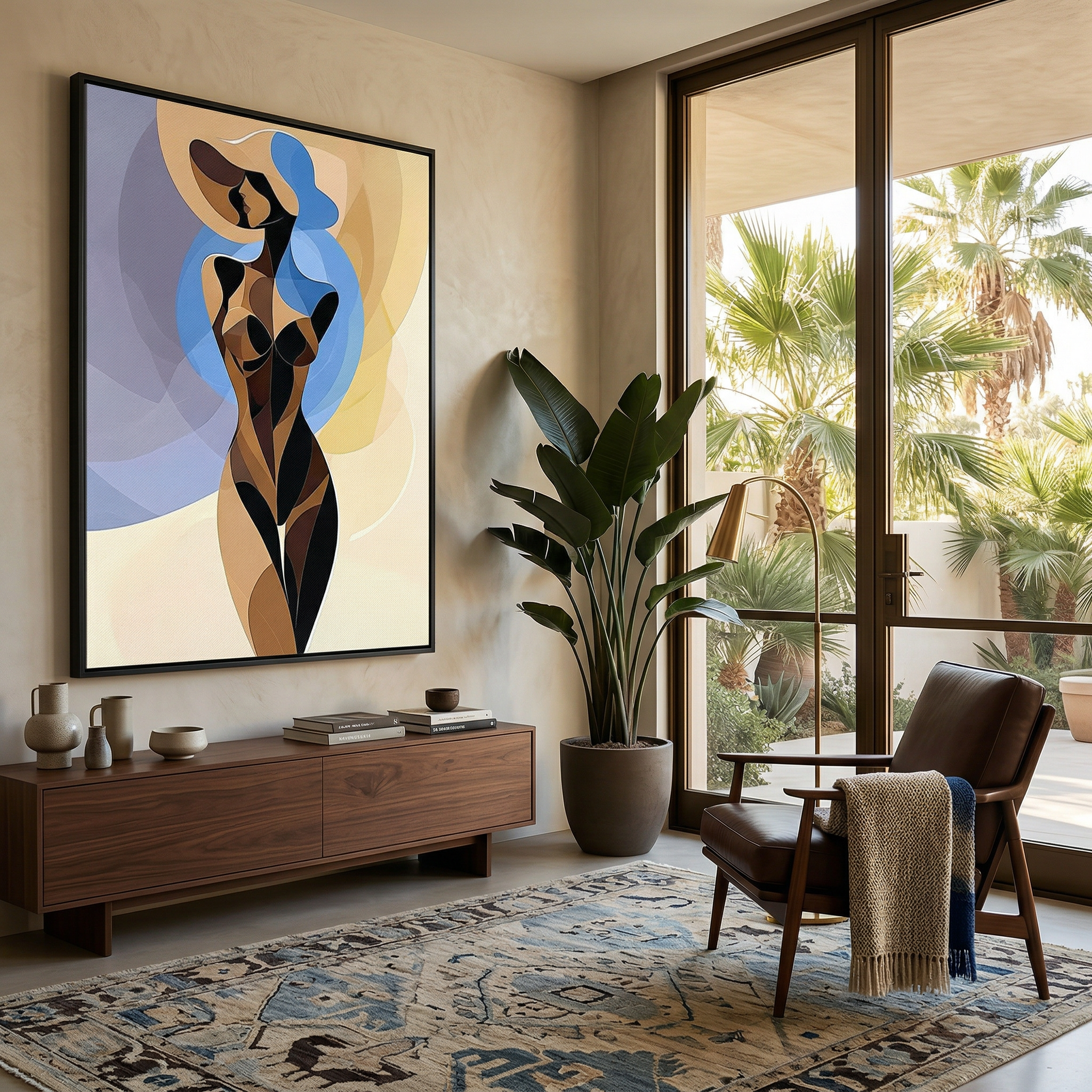 Abstract Woman Canvas Wall Art: Modern Minimalist Floating Frame AffinityArts