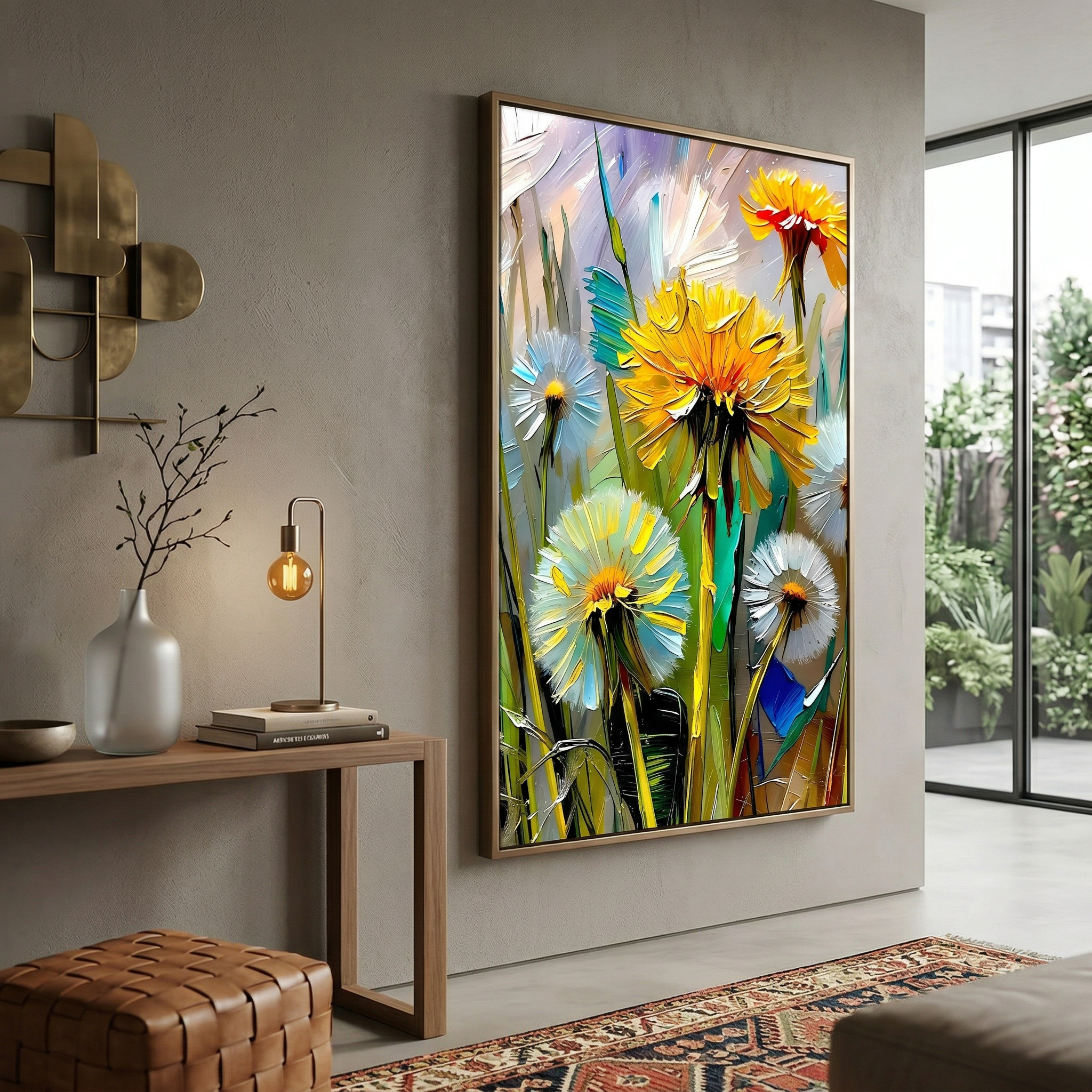 Dandelion Canvas Wall Art – Colorful Wildflower Painting, Abstract Nature Decor, Bright Floral Print AffinityArts