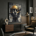 Canvas Wall Art – Abstract Golden Crown Portrait | Luxury Floating Frame Painting AffinityArts