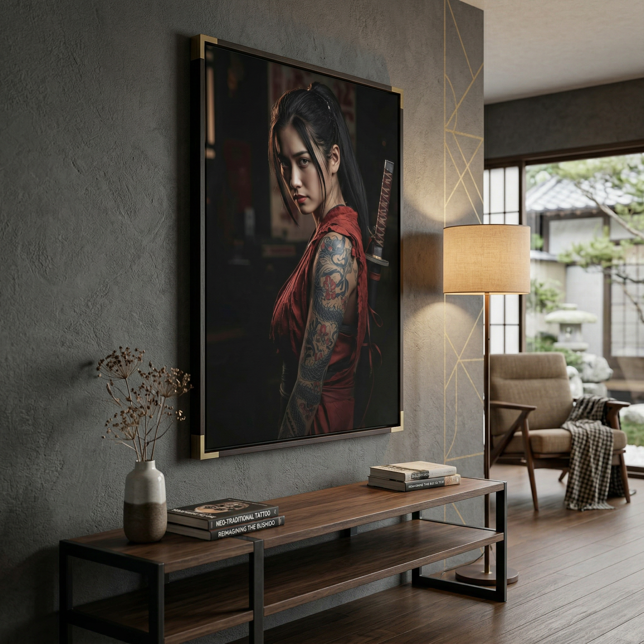 Samurai Woman Poster, Tattooed Female Warrior Wall Art, Japanese Style Print, Premium Paper, Digital Download Available AffinityArts